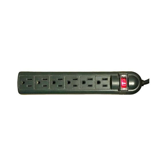 6 Outlet Power Strip Surge Protector Dark Green Works T755 - Picture 2 of 4